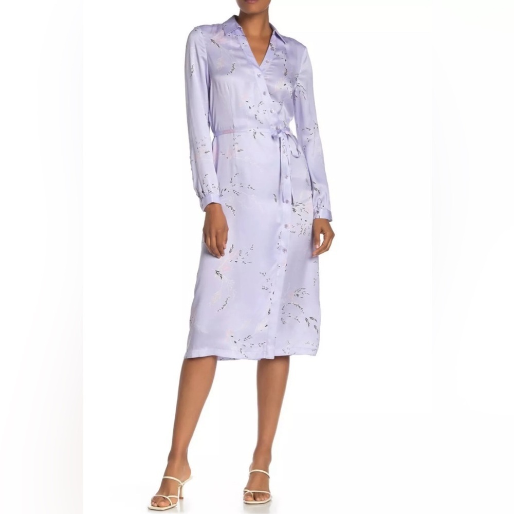 Equipment  Fabienne Silk Blend Lavender Multi Floral Wrap Dress Size S